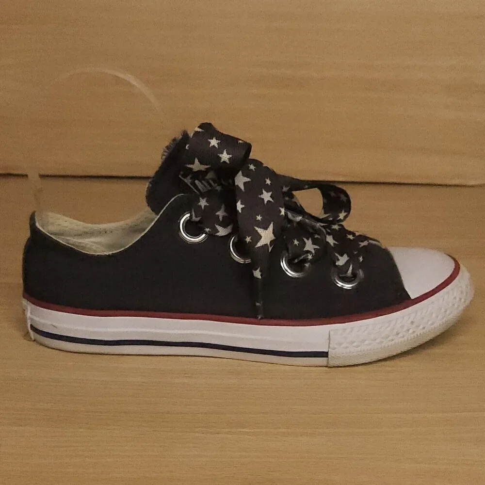 Converse Chuck Taylor Girl's Charcoal Grey Sneaker Ribbon Laces 2